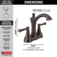 Load image into Gallery viewer, Delta - VALDOSTA Two Handle Centerset Bathroom Faucet In Venetian Bronze