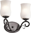 Kichler 45466SMG Kambry 2LT Vanity Fixture, Smokey Gray Finish with Satin Etched Glass