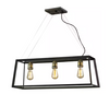 HD-1547-I Walden Forge 3-Light Black Frame Linear Island Pendant with Antique Brass Sockets