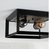 HD-1550AN Walden Forge 2 Light Black Frame Flush Mount Ceiling Light with Antique Nickel Sockets