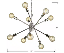 Load image into Gallery viewer, Fife 10-Light Polished Nickel Sputnik Chandelier with G30 Vintage Bulbs