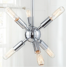 Load image into Gallery viewer, Halley 16 in. 6-Light Matte Black Pendant with Polished Chrome Cluster