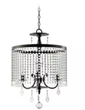 Load image into Gallery viewer, HD-1145MB Calisitti 6-Light HD-1139 Matte Black Drum Chandelier with K9 Crystal Dangles, Glam Styled Dining Room Chandelier