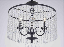 Load image into Gallery viewer, HD-1145MB Calisitti 6-Light HD-1139 Matte Black Drum Chandelier with K9 Crystal Dangles, Glam Styled Dining Room Chandelier