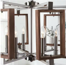 Load image into Gallery viewer, HD-1253BN Zurich 6-Light Brushed Nickel Chandelier with Wood Accents