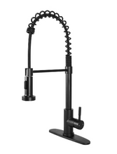Load image into Gallery viewer, Single Handle Pull-Down Kitchen Faucet with Spring Neck Dual Sprayer in Matte Black #S1591423