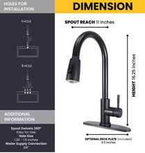 Load image into Gallery viewer, Single Handle High Spout Pull-Down Dual Spray Stainless Steel Kitchen Faucet in Matte Black #S1491423