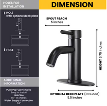 Load image into Gallery viewer, Single-Handle Lavatory Faucet, 4 in. Centerset, Lever Style Handle, Ceramic Disc Control, Push Pop-Up Matte Black #S0091423