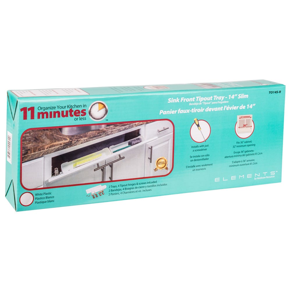 1413/16" Slim Depth Plastic TipOut Tray Kit for Sink Front SoloHardware