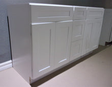 Load image into Gallery viewer, 60" POLAR WHITE VANITY COMBO SINK THREE DRAWERS, 4 DOORS, 3 DRAWERS, 2 FALSE FRONTS (For Sale In Store Only)