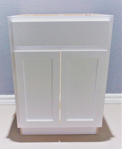 24" POLAR WHITE VANITY SINK BASE, 2 DOORS, 1 FALSE FRONT (For Sale In Store Only)