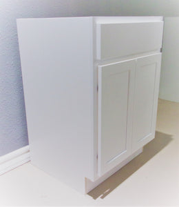 24" POLAR WHITE VANITY SINK BASE, 2 DOORS, 1 FALSE FRONT (For Sale In Store Only)