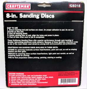 Craftsman Assorted Grits / Adhesive Backed 8-in. Sanding Discs #928318