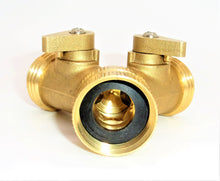 Load image into Gallery viewer, Heavy Duty Brass 2 way splitter Y Adapter, garden connector with ball valves
