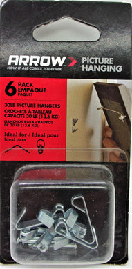 ARROW 166888 6pk 30lb Picture Hangers