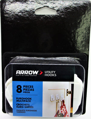 ARROW - 8 piece Adhesive Back Utility Hooks #160388
