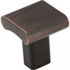 1" Overall Length Brushed Oil Rubbed Bronze Square Park Cabinet Knob #183DBAC
