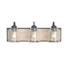 Load image into Gallery viewer, Augustine 22&quot; 3 Light Vanity Light Weathered Zinc with Whitewashed Faux Wood #37523