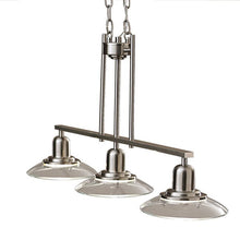 Load image into Gallery viewer, Kichler Galileo 32-in 3-Light Brushed Nickel Kitchen Island Light with Clear Shade #0732923