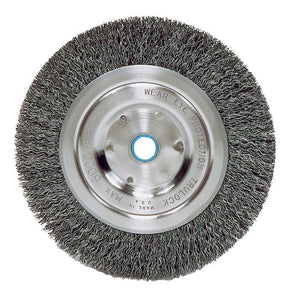 Weiler 36004 6" x 0.014" x 1/2" Carbon Steel Crimped Bench Grinder Wire Wheel