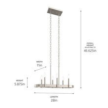 Cargar imagen en el visor de la galería, Brené - Lámpara de araña lineal de 28" y 6 luces, níquel cepillado n.º 82352