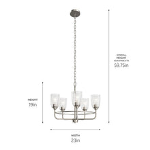 Cargar imagen en el visor de la galería, Candelabro Carlo de 23" con 5 luces, níquel cepillado #82361