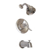 DANZE D511021BNT ANTIOCH SINGLE HANDLE TUB & SHOWER TRIM KIT & VALVE BUNDLE, DIVERTER SPOUT, BRUSHED NICKEL