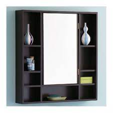 DECOLAV 9700-RM Wood Frame Medicine Cabinet with Double-Sided Mirror, Red Mahogany