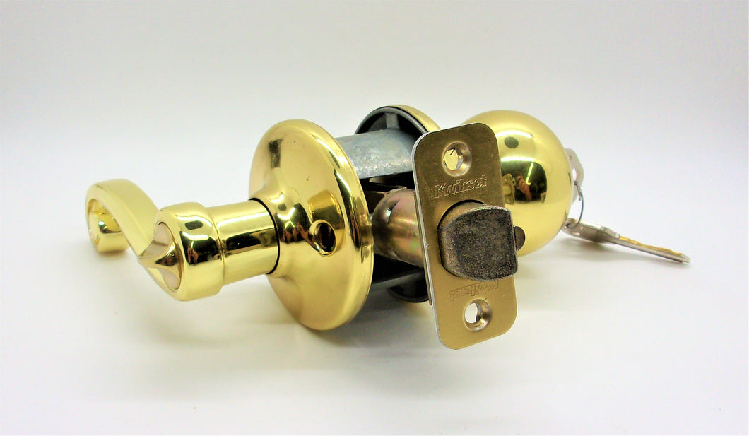 Kwikset 400LL RH 3 RCL RCS Right Handed Keyed Entry Lido Lever in Polished Brass #94002-113