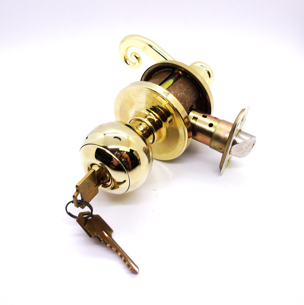 Weiser Lock NLA, 530, H/S, 3, KD, CCK, BX, LH Huntington / Saratoga Keyed Entry Lever Set, Bright Brass