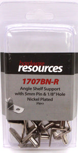 Bright Nickel 5 mm Angled Shelf Support with 1/8" Hole - Retail Pack
