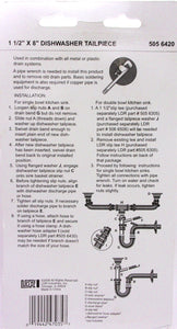 LDR 505 6420 Dishwasher Sweat Branch Tailpiece, 1-1/2-Inch x 8-Inch, 1/2-Inch, Chrome Plated Brass