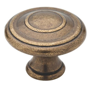 Brainerd Jackson Round Cabinet Door Knob Antique Brass 1-3/8" #142967