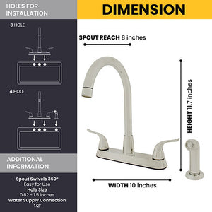 Wasserman 23157143 - Hybrid Metal Deck Faucet Double Handle w. Spray