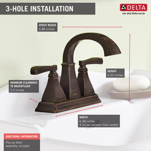 Delta - LAKEWOOD Two Handle Centerset Bathroom Faucet In Venetian Bronze