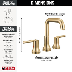 Delta - Faucet Trinsic Two Handle Widespread Bathroom Faucet #3554-CZMPU-DST