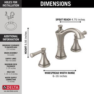 Delta - VALDOSTA Two Handle Widespread Bathroom Faucet In Brushed Nickel