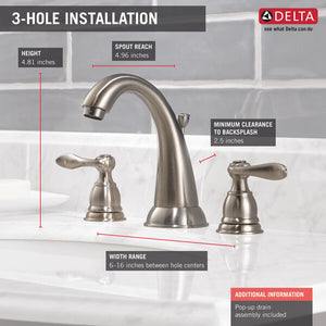 Delta - WINDEMERE Two Handle Widespread Bathroom Faucet In Brushed Nickel