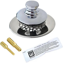 Load image into Gallery viewer, Watco Universal NuFit Push Pull Bathtub Stopper with Grid Strainer and Silicone, Two Pins in Chrome Plated