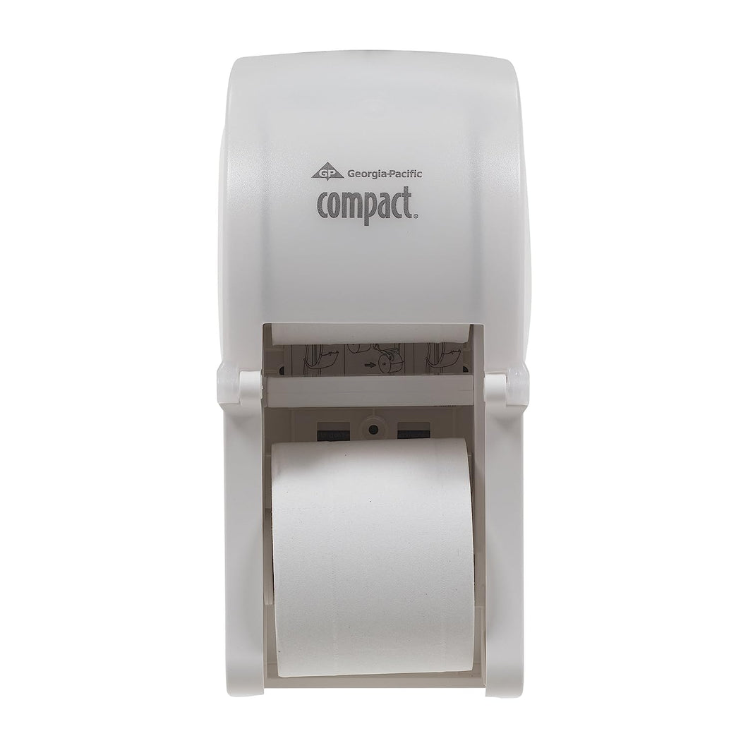 Georgia-Pacific Compact 56767 Translucent White Vertical Double Roll Bathroom Tissue Dispenser