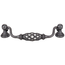 Load image into Gallery viewer, 128 mm Center-to-Center Gun Metal Birdcage Tuscany Drop &amp; Ring Pull #749-128DACM