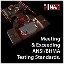 Load image into Gallery viewer, HR MAX™ 105° 1-1/4" Overlay Heavy Duty Soft-close Compact Hinge with Press-in 8 mm Dowels