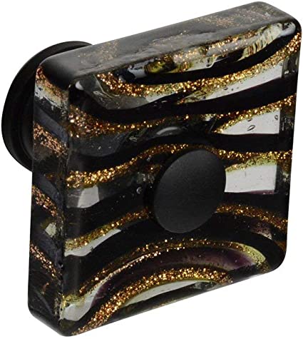 Lola & Company Square Glass Zebra Knob, Oil Rubbed Bronze #E9859-O