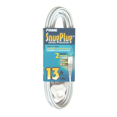 Prime SnugPlug EC920613 Cable de extensión, cable 16/2 AWG, 13 pies de largo, 13 A, 125 V, blanco
