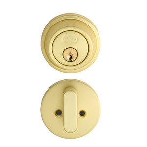 BHP - Modern Round Deadbolt, Satin Brass Finish #M10604SB