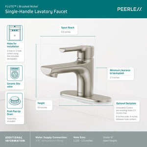 PEERLESS - Grifo para lavabo con manija superior única FLUTE™ #P1512LF-BN