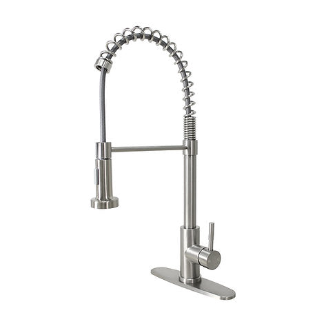 WASSERMAN - SS Spring Kitchen Faucet with Sprayer & Deck Plate #S1500123