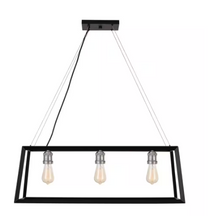 Load image into Gallery viewer, HD-1547AN Walden Forge 3-Light Black Frame Linear Island Pendant with Antique Nickel