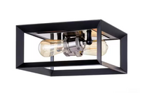 Load image into Gallery viewer, HD-1550AN Walden Forge 2 Light Black Frame Flush Mount Ceiling Light with Antique Nickel Sockets