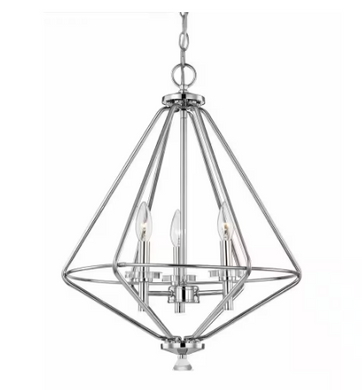 HD-1555-I Marin Lámpara de araña de 3 luces en cromo pulido con detalles de cristal